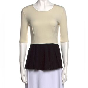 Stella McCartney Elegant Cream and Black Peplum Top